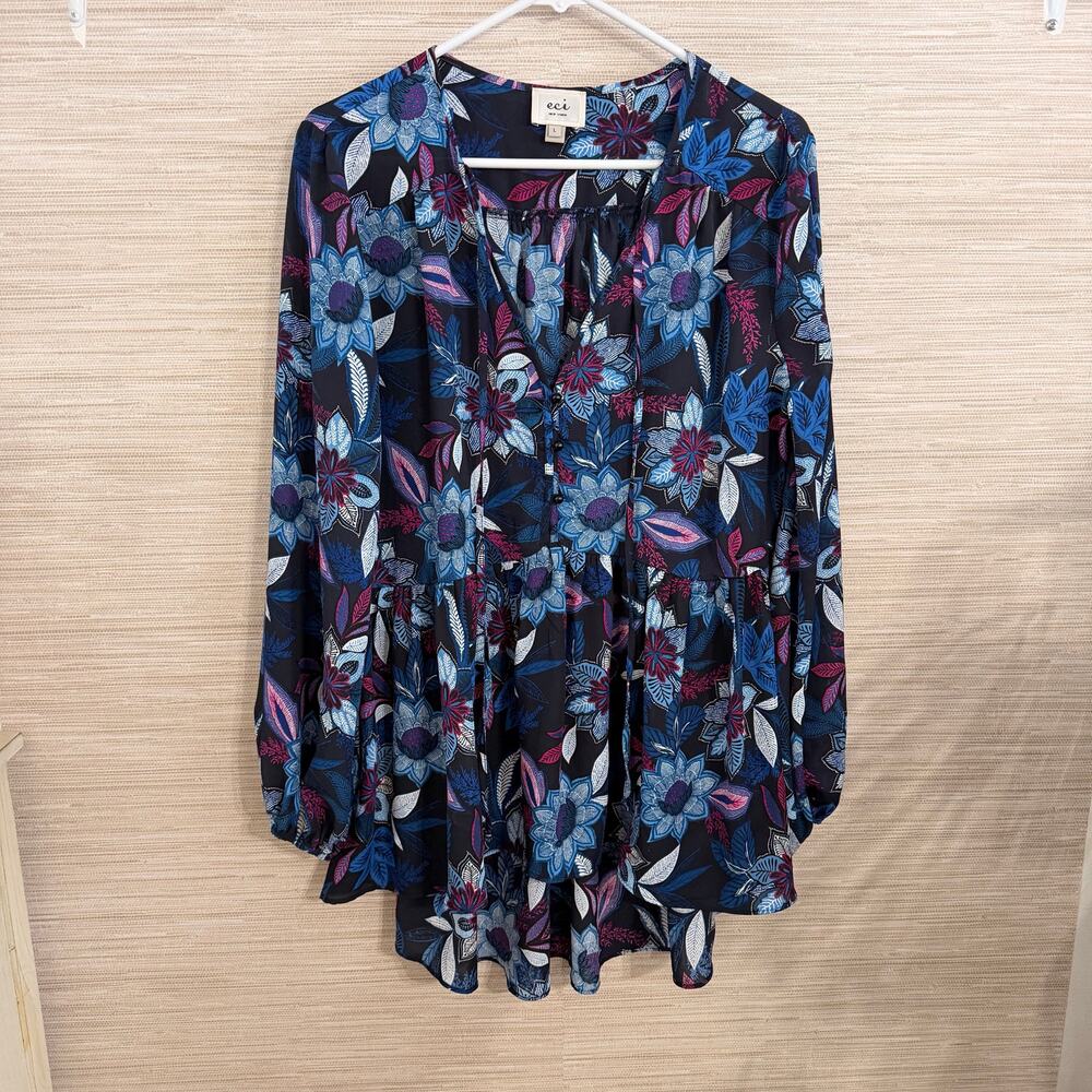 ECI New York women's size L Semi-Sheer blouse